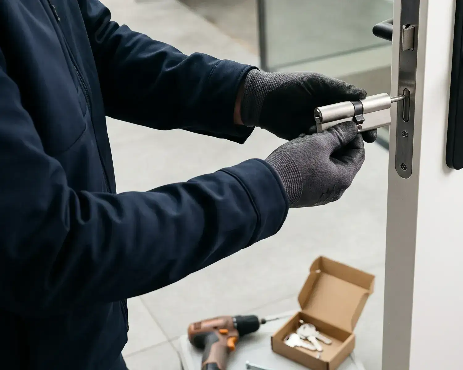 Remplacement d’un cylindre de serrure sur une porte d’entrée moderne